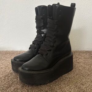 Circus by Sam Edelman Black Lace Up Combat Boots